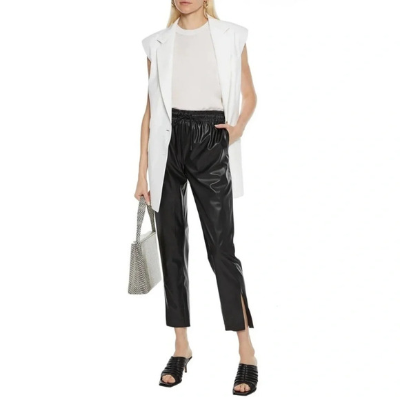 Theory Paperbag Leather Pants Vegan Sz 2 Black - Picture 2 of 8